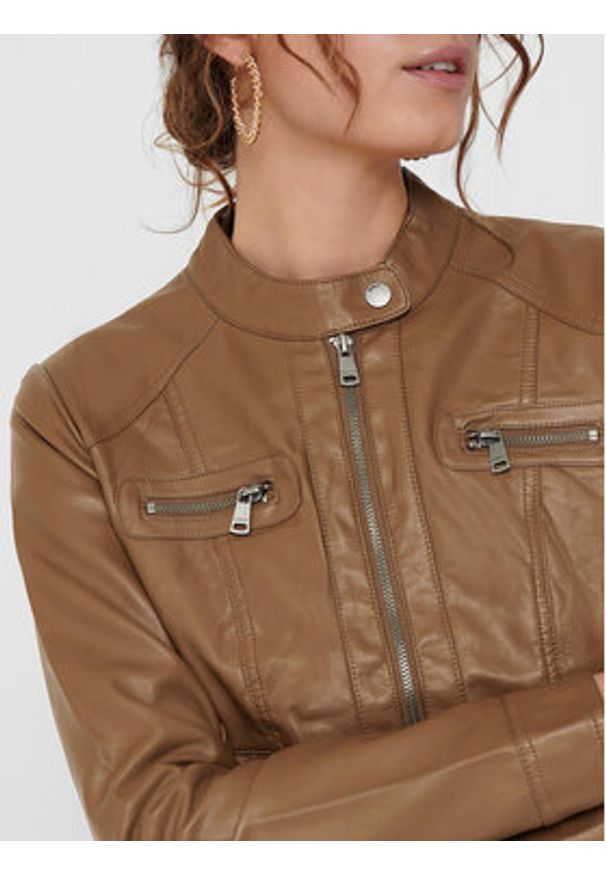 only - ONLY Kurtka z imitacji skóry Bandit 15081400 Brązowy Regular Fit. Kolor: brązowy. Materiał: wiskoza, skóra