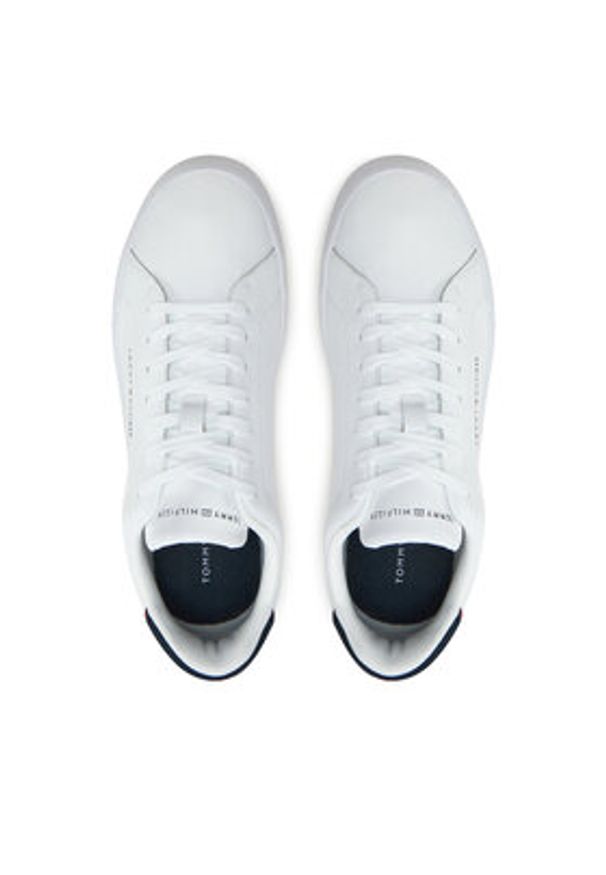 TOMMY HILFIGER - Tommy Hilfiger Sneakersy Th Court Lth Detail Ess FM0FM05367 Biały. Kolor: biały. Materiał: skóra