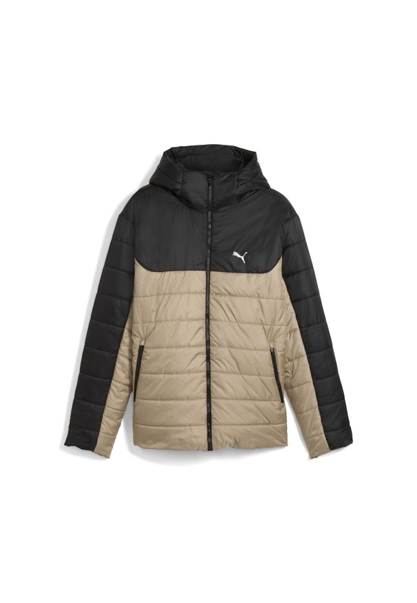 Puma - Męska kurtka wyściełana Essentials z kapturem PUMA Ice Coffee Beige. Typ kołnierza: kaptur. Kolor: beżowy. Materiał: puch. Sport: turystyka piesza