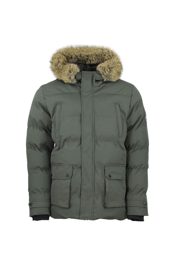 PEAK MOUNTAIN - Kurtka puchowa wodoodporna Peak Mountain Canabel. Kolor: zielony. Materiał: puch. Sezon: zima. Sport: narciarstwo