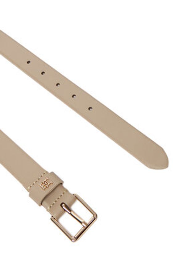 TOMMY HILFIGER - Tommy Hilfiger Pasek Damski Th Square 2.5 Go AW0AW17756 Beżowy. Kolor: beżowy. Materiał: skóra