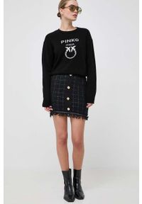 Pinko sweter wełniany damski kolor czarny lekki. Kolor: czarny. Materiał: wełna #3