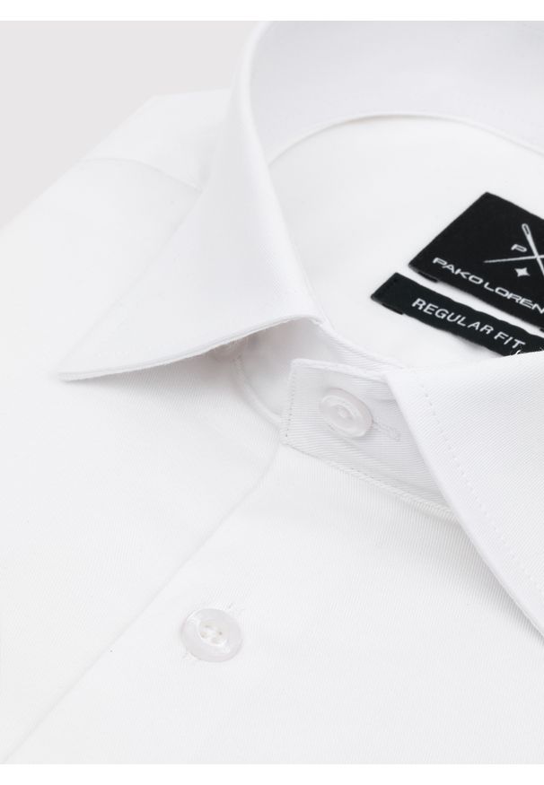 Pako Lorente - PAKO LORENTE – Biała koszula męska. Kolor: biały. Materiał: bawełna, elastan. Długość rękawa: długi rękaw. Długość: długie