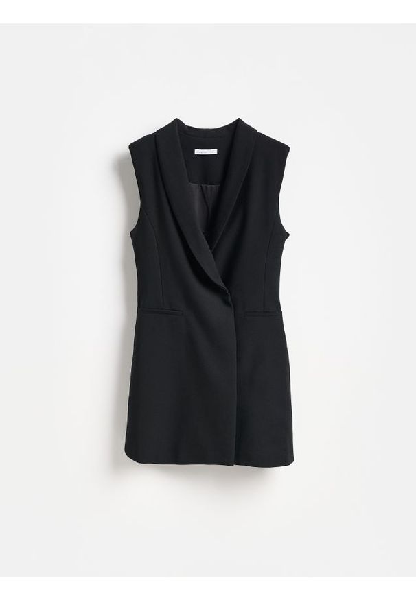Reserved - Sukienka mini - czarny. Kolor: czarny. Materiał: tkanina, wiskoza. Długość: mini