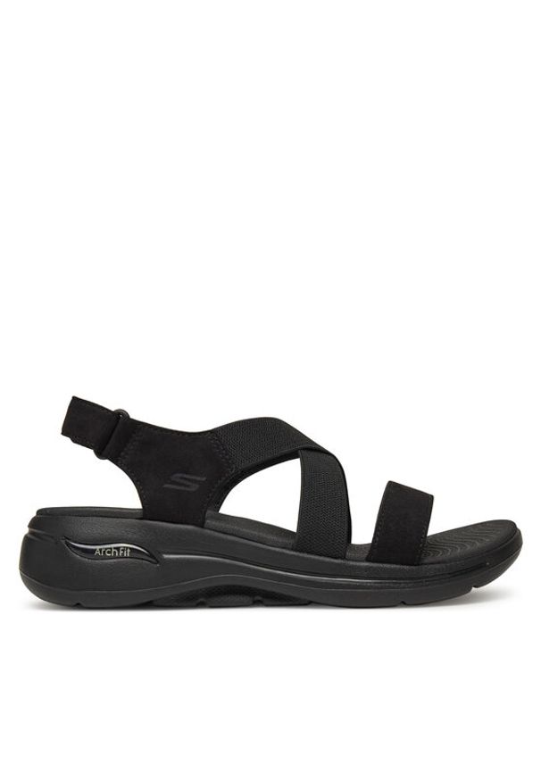 skechers - Skechers Sandały Go Walk Arch Fit Sandal-Treasured 140257/BBK Czarny. Kolor: czarny. Materiał: materiał