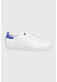EA7 Emporio Armani buty skórzane kolor biały. Nosek buta: okrągły. Zapięcie: sznurówki. Kolor: biały. Materiał: skóra