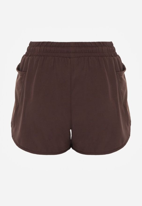 Renee - Brązowe Szorty w Sportowym Stylu z Siateczką i Podszewką Elishka. Okazja: na spacer, na co dzień. Kolor: brązowy. Styl: sportowy