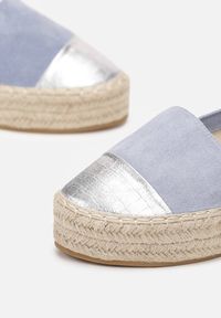 Born2be - Niebieskie Espadryle na Plecionej Platformie z Imitacji Zamszu Reighla. Kolor: niebieski. Materiał: zamsz. Obcas: na platformie