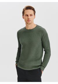 Pako Lorente - PAKO LORENTE - Zielony sweter męski o-neck. Kolor: zielony. Materiał: bawełna. Sezon: jesień #9