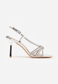 Renee - Srebrne Sandały VIES na Obcasie z Cyrkoniowymi Paseczkami Selvielle. Zapięcie: sprzączka. Kolor: srebrny. Materiał: skóra. Wzór: aplikacja. Sezon: lato. Obcas: na obcasie. Wysokość obcasa: średni #7