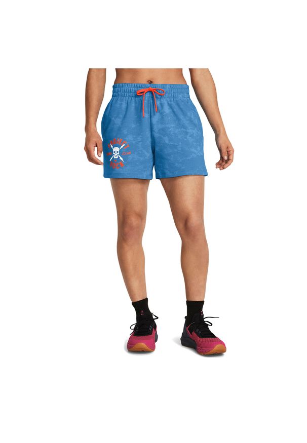 Spodenki treningowe damskie Under Armour Project Rock Underground Terry. Kolor: niebieski. Długość: krótkie