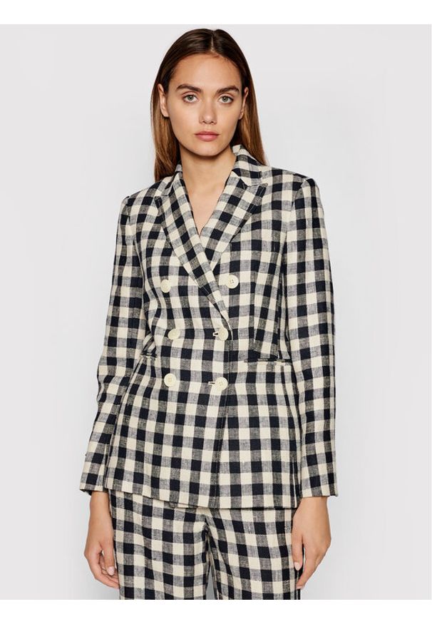 Tory Burch Marynarka Linen Gingham Blazer 79846 Kolorowy Regular Fit. Materiał: len. Wzór: kolorowy