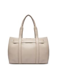 Calvin Klein Torebka Buckle Medium Tote LV04F3294G Écru. Kolor: kremowy. Materiał: skórzane #5