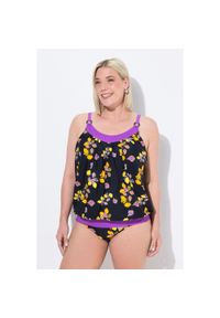 ULLA POPKEN - Damskie Tankini cytryny miękkie miseczki okrągły dekolt regulowane ramiączka. Kolekcja: plus size. Kolor: czarny. Materiał: poliamid, materiał, elastan #1