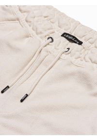 Ombre Clothing - Spodnie męskie dresowe joggery P987 - ecru - XXL. Kolor: biały. Materiał: dresówka #4