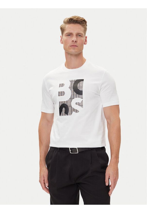 BOSS T-Shirt H-Thompson 655 50543901 Biały Regular Fit. Kolor: biały. Materiał: bawełna