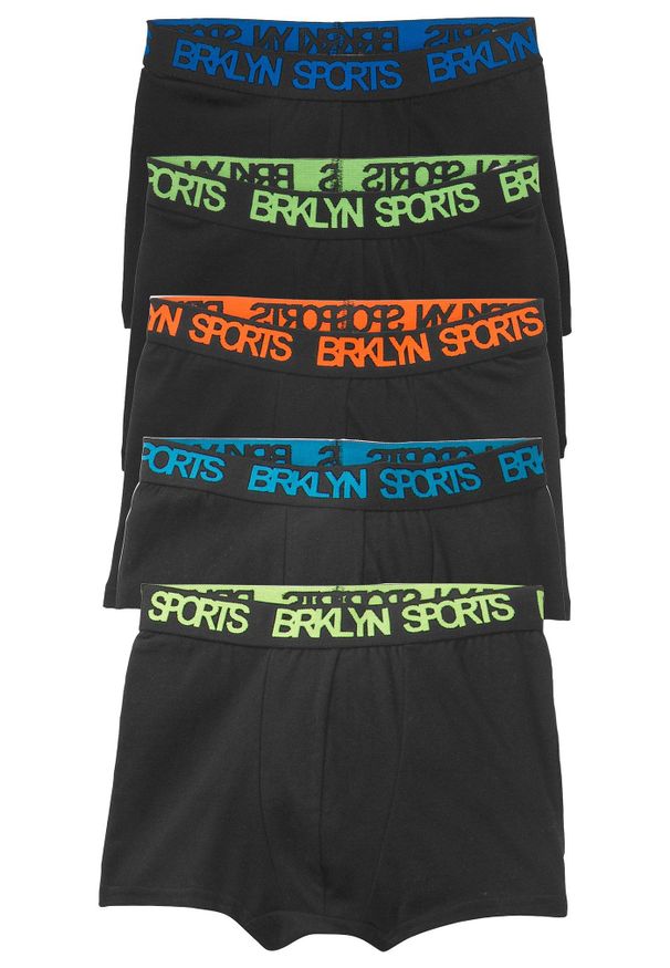 bonprix - Bokserki z miękką bawełną (5 par). Kolor: czarny. Materiał: bawełna. Wzór: napisy