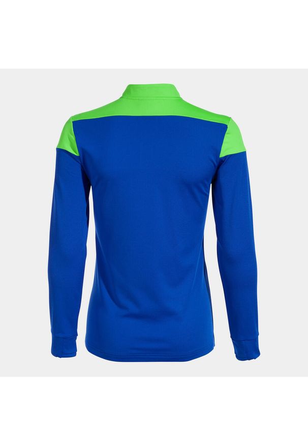 Joma Elite X damska bluza z kapturem 1/4 zip — Royal‑Fluor Green, S. Typ kołnierza: kaptur. Kolor: niebieski. Sport: bieganie