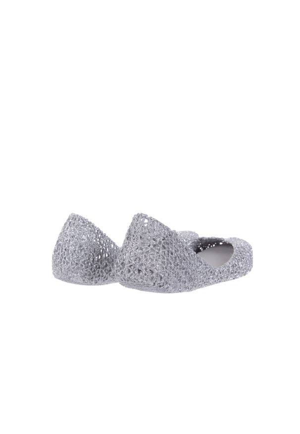 melissa - Baleriny Melissa Campana Papel VII AD Silver Glitter 19, Srebrny, Guma. Kolor: srebrny. Materiał: tworzywo sztuczne. Wzór: aplikacja, ażurowy. Sezon: lato