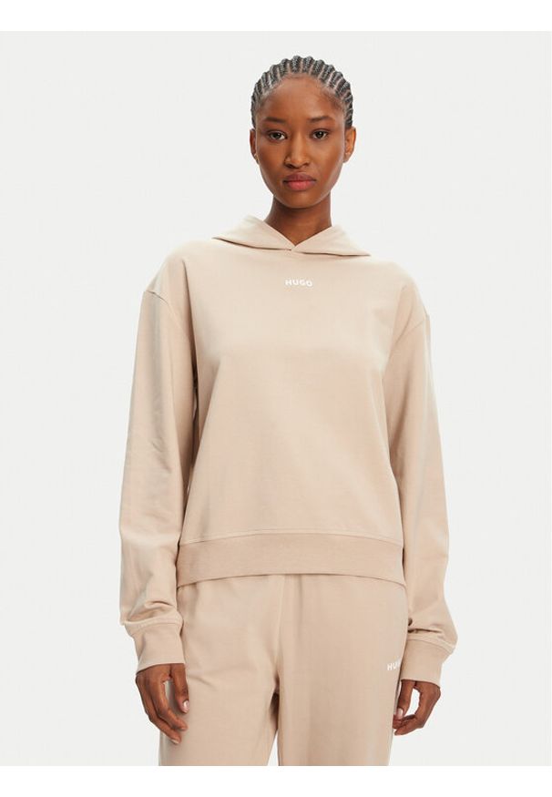 Hugo - HUGO Bluza 50490594 Beżowy Regular Fit. Kolor: beżowy. Materiał: bawełna