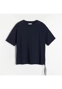 Reserved - Bawełniany t-shirt - Granatowy. Kolor: niebieski. Materiał: bawełna #1