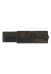 Ochnik - Mały khaki skórzany portfel męski. Kolor: zielony. Materiał: skóra #2