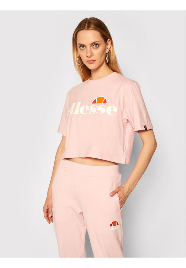 Ellesse T-Shirt Alberta SGS04484 Różowy Cropped Fit. Kolor: różowy. Materiał: bawełna