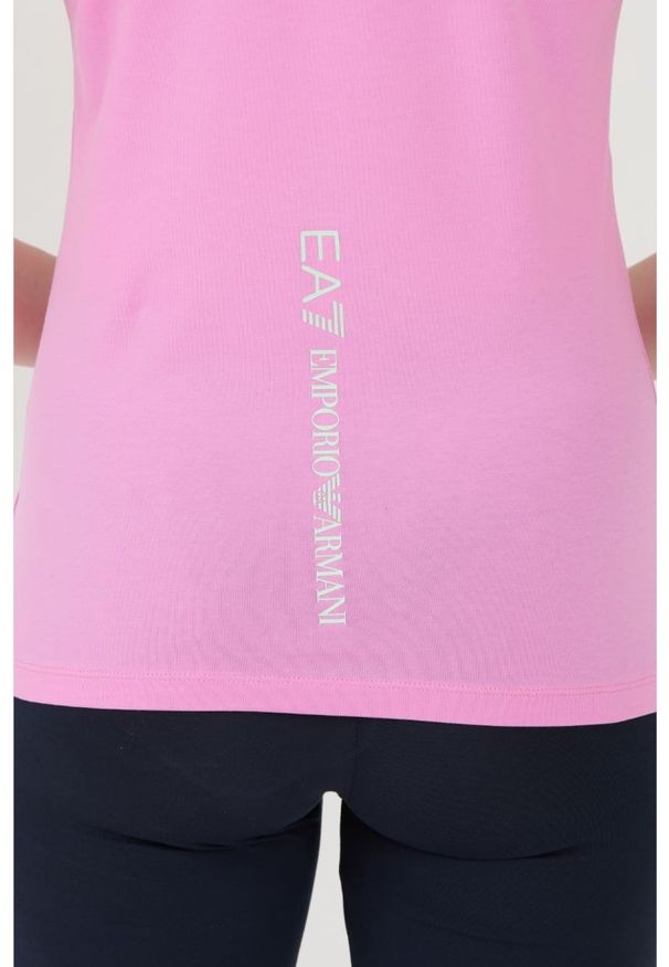EA7 Emporio Armani - EA7 Różowy damski t-shirt, Rozmiar S. Kolor: różowy