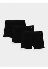4f - Bielizna bokserki (3-pack) męskie - czarne. Kolor: czarny. Materiał: materiał, bawełna