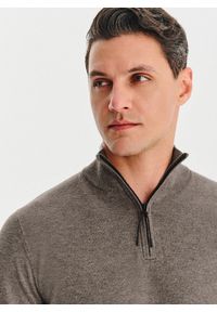 Pako Lorente - PAKO LORENTE – Brązowy sweter z rozpinaną stójką. Okazja: na co dzień. Typ kołnierza: kołnierzyk stójkowy. Kolor: niebieski, brązowy. Materiał: poliester, wiskoza. Sezon: jesień. Styl: casual #7