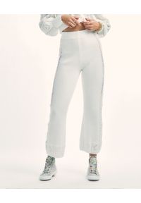 LOVE SHACK FANCY - Dzianinowe spodnie Toro. Kolor: biały. Materiał: dzianina. Wzór: aplikacja, kolorowy, ażurowy
