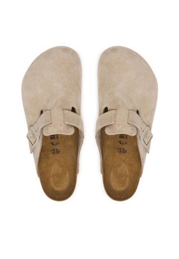 Birkenstock Klapki Boston 1031623 Beżowy. Kolor: beżowy. Materiał: zamsz, skóra