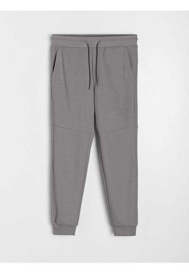 Sinsay - Spodnie jogger dresowe pique - szary. Kolor: szary. Materiał: dresówka