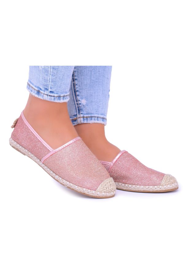 Lu Boo Damskie Espadryle Slip On Brokat Różowe złoto Miravet. Zapięcie: bez zapięcia. Kolor: różowy. Sezon: lato