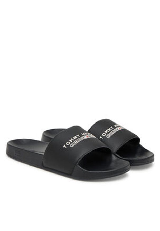 TOMMY HILFIGER - Tommy Hilfiger Klapki Raised Pool Slide FM0FM05761 Czarny. Kolor: czarny. Materiał: skóra