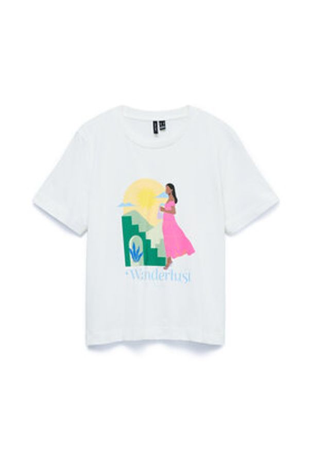 Vero Moda T-Shirt Emily 10344804 Biały Regular Fit. Kolor: biały. Materiał: bawełna