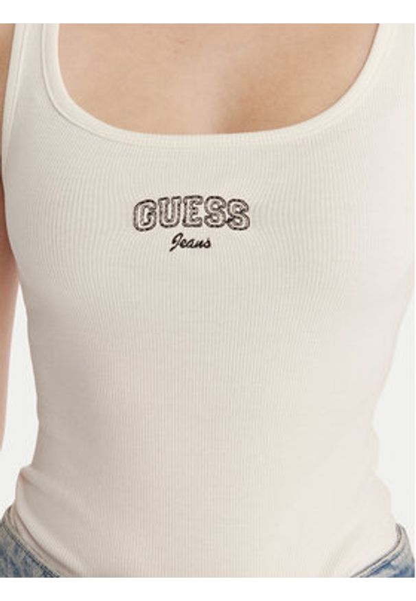 Guess Jeans Top W6RP20 KA0H1 Écru Slim Fit. Materiał: bawełna