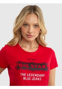 Big-Star - Koszulka damska z linii Authentic z logo BIG STAR czerwona Rissmelna 603. Kolor: czerwony. Materiał: dzianina. Wzór: nadruk. Styl: retro