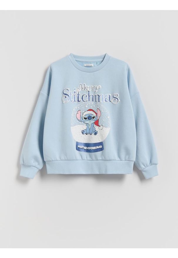 Reserved - Świąteczna bluza Lilo i Stitch - jasnoniebieski. Kolor: niebieski. Materiał: bawełna. Styl: wizytowy