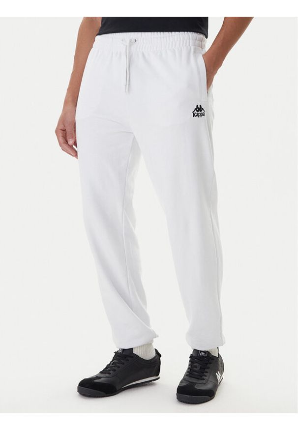 Kappa Spodnie dresowe Gothenburg 331U7EW Biały Regular Fit. Kolor: biały. Materiał: bawełna