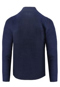 Bawełniany Sweter na Zamek, Wysoki Kołnierz - Pako Jeans - Granatowy. Kolor: niebieski. Materiał: bawełna. Sezon: wiosna, zima, jesień. Styl: elegancki, klasyczny #7