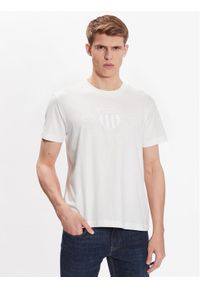 GANT - Gant T-Shirt Tonal Shield 2003140 Biały Regular Fit. Kolor: biały. Materiał: bawełna