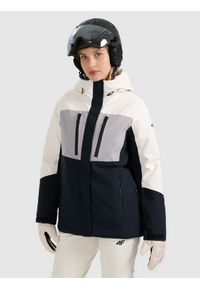 4f - 4F Kurtka narciarska membrana 10000 damska - beżowa XL. Kolor: beżowy. Materiał: skóra, materiał. Wzór: gładki. Sezon: zima #1