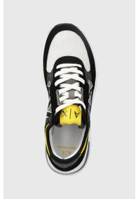 Armani Exchange sneakersy kolor czarny. Nosek buta: okrągły. Zapięcie: sznurówki. Kolor: czarny. Materiał: guma