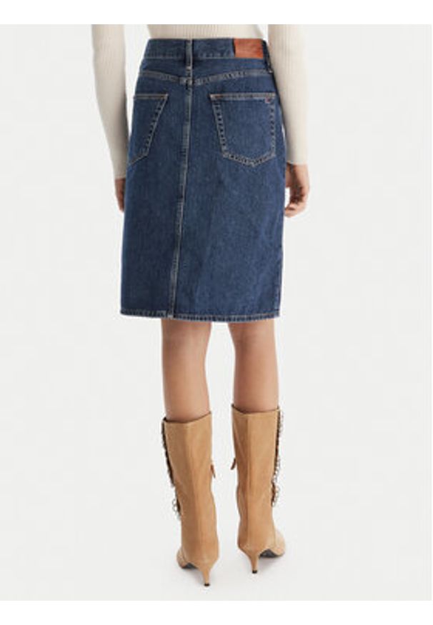 TOMMY HILFIGER - Tommy Hilfiger Spódnica jeansowa WW0WW45666 Granatowy Straight Fit. Kolor: niebieski. Materiał: bawełna