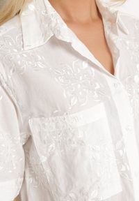 Born2be - Biała Haftowana Koszula z Bawełny w Ornamentalny Wzór Cevila. Kolor: biały. Materiał: bawełna. Wzór: haft #4