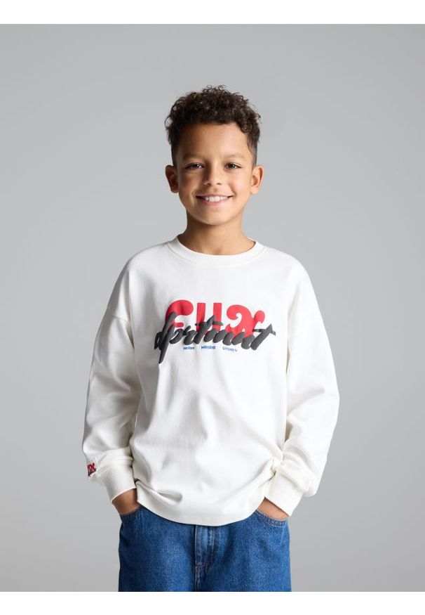 Reserved - Bawełniany longsleeve - biały. Kolor: biały. Materiał: bawełna. Długość rękawa: długi rękaw