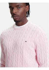 TOMMY HILFIGER - Tommy Hilfiger Sweter Classic MW0MW39524 Różowy Regular Fit. Kolor: różowy. Materiał: bawełna #5