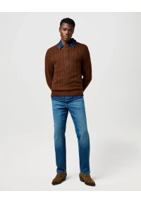 Wrangler - MESKI SWETER WRANGLER CABLE KNIT SWEATER MAHOGANY HEATHER 112371665 #4