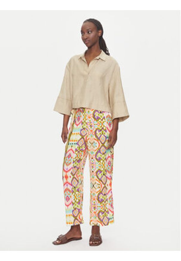 LOLA CASADEMUNT Spodnie materiałowe LS2514017 Kolorowy Relaxed Fit. Materiał: wiskoza. Wzór: kolorowy